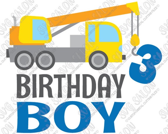 Download Birthday Boy Three Year Old Crane Iron On Vinyl Decal by ...