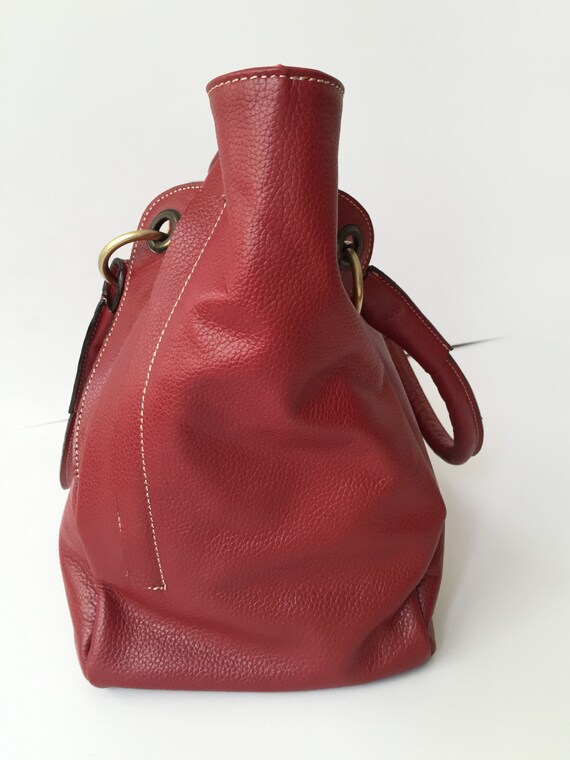 red genuine leather purse