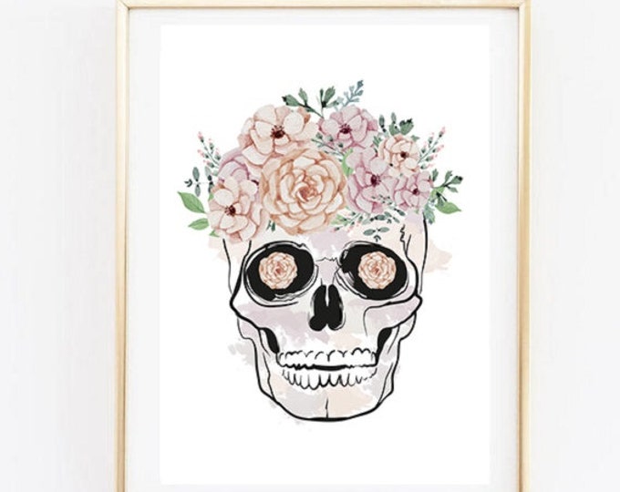 Floral Skull / Mexican Sugar Skull Poster 50X70 / Printable Mexican Flower Skull / Mexican Skull Wall Art / Mexical Poster
