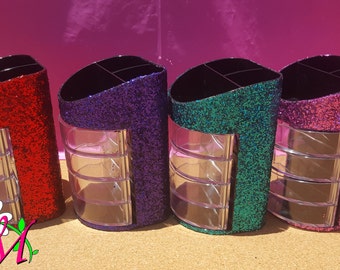 Glitter Office Supply Organizer, (7 Compartments), (Plastic), (Your Choice of Color), Desk Organizer, Glitter Desk Organizer