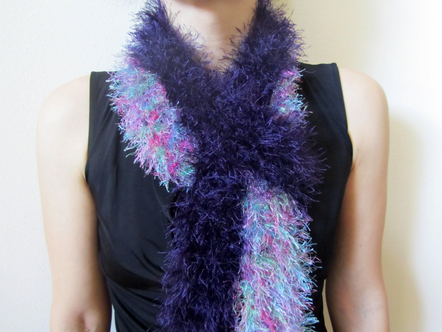 Crochet Scarf Fashion Scarf in Purple and a mix by ElenisCrochet