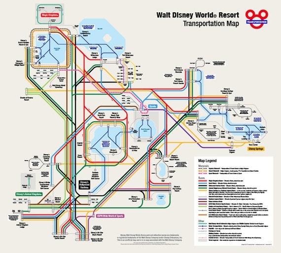 disney transportation map art of animation to magic kingdom