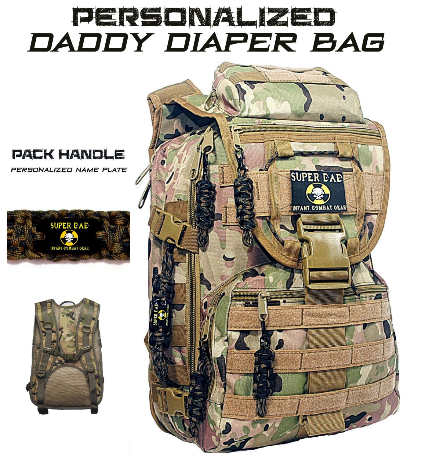 Custom Mens DADDY DIAPER BAG Tactical Backpack by DefiantXGear