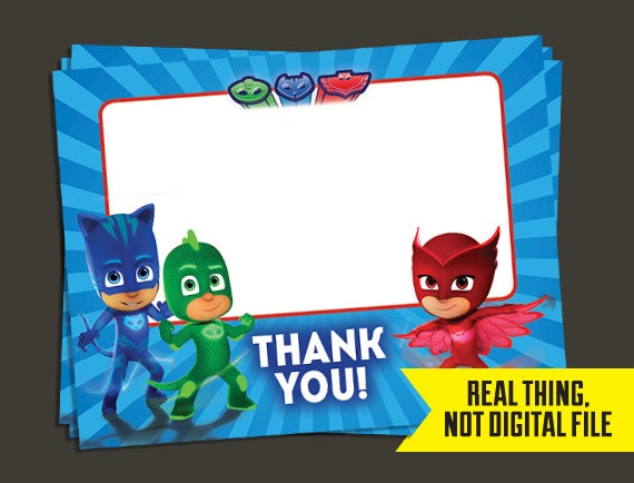 PJ Masks Thank You Cards PJ Masks Birthday Thank You PJ