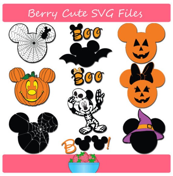 Mickey Mouse and Minnie Mouse Halloween Silhouette Set Svg