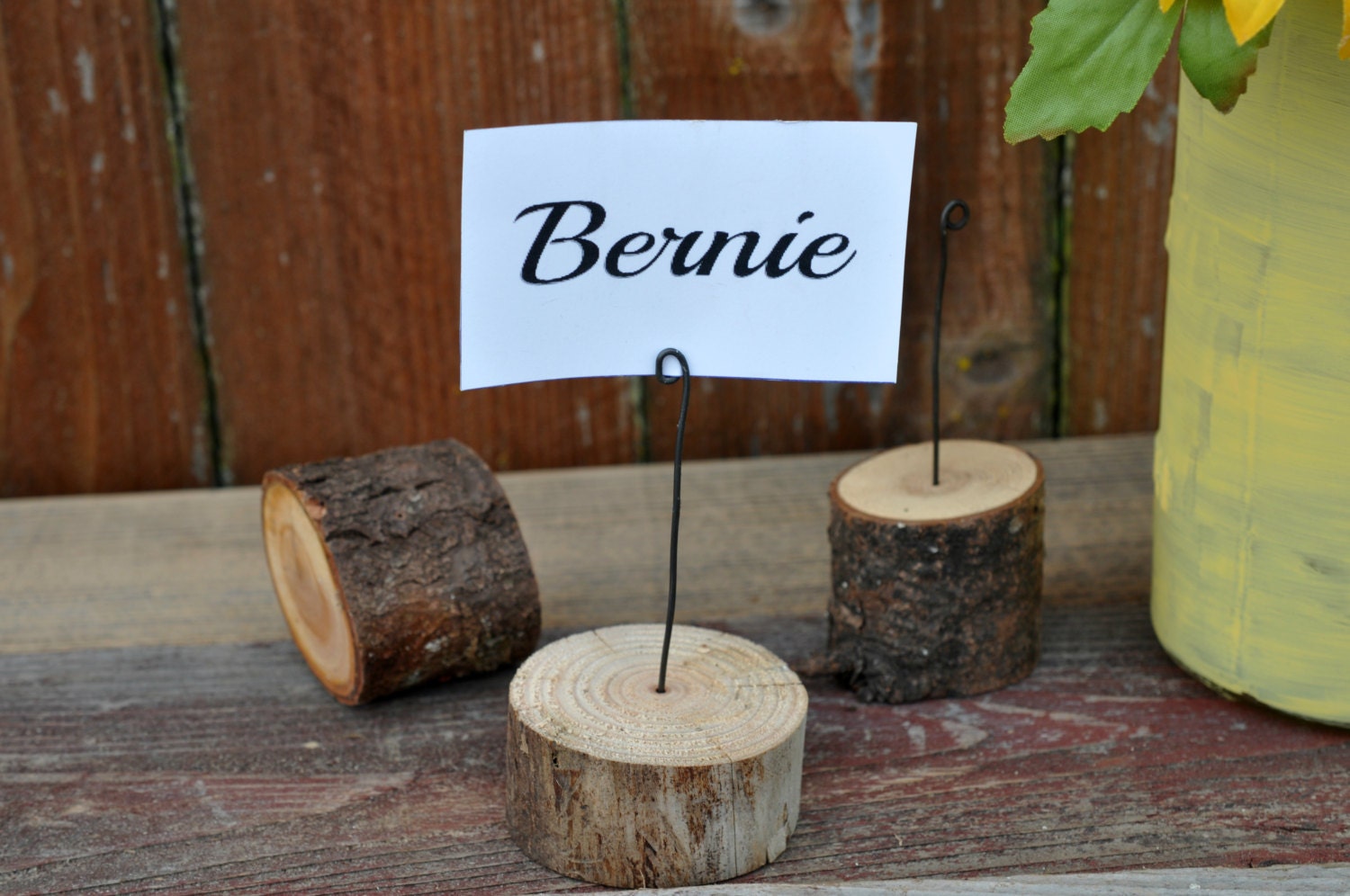 rustic spring wedding place card holders rustic wedding log