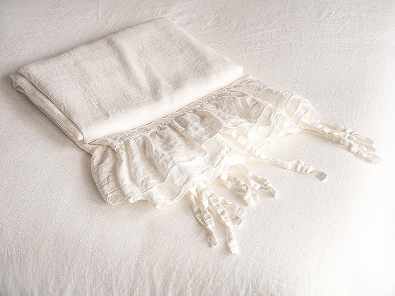 100 Linen Luxury French Vintage Ruffled Duvet Cover & Set