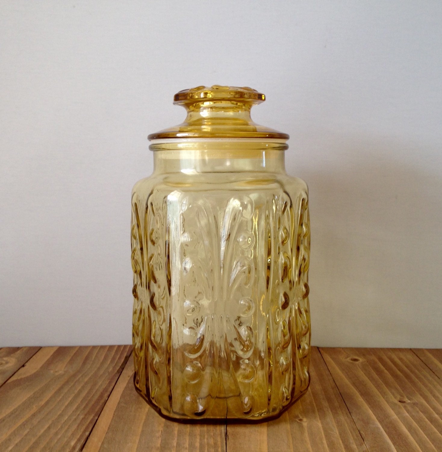 Vintage Amber Glass Canister Vintage Glass by SeventyThreeVintage