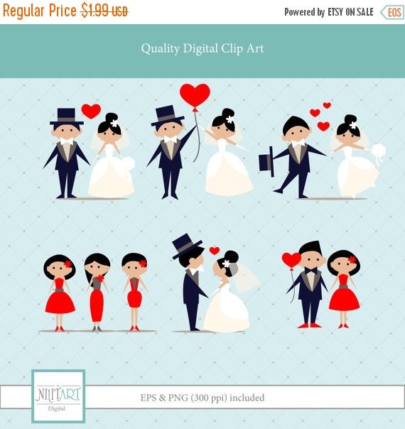 50% OFF SALE Wedding Clipart, Love clipart, PNG Clipart, Scrapbook clipart, Scrapbook design, Bride and groom clipart, Anniversary Clipart,