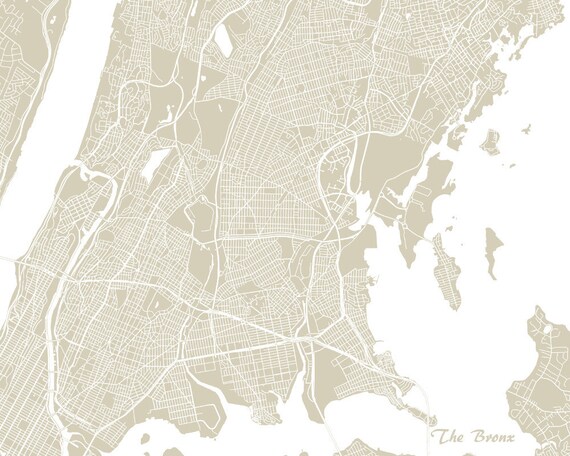 The Bronx Street Map Print Map of New York City by ArtPrints4All