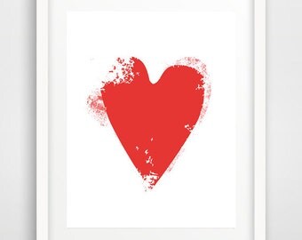 Red heart, nursery wall art, heart art, cool posters, baby room decor, heart print, wall art, love art, affiche enfant, scandinavian art