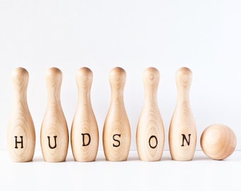 Personalized Wood Bowling Set / Personalized Bowling Set / Custom Childrens Bowling Set / Toddlers Bowling Set / Wood Bowling Game