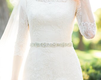 All around bridal belt - bridal belt - wedding belt - wedding dress belt - rhinestone belt - thin bridal belt - bridal belts and sashes