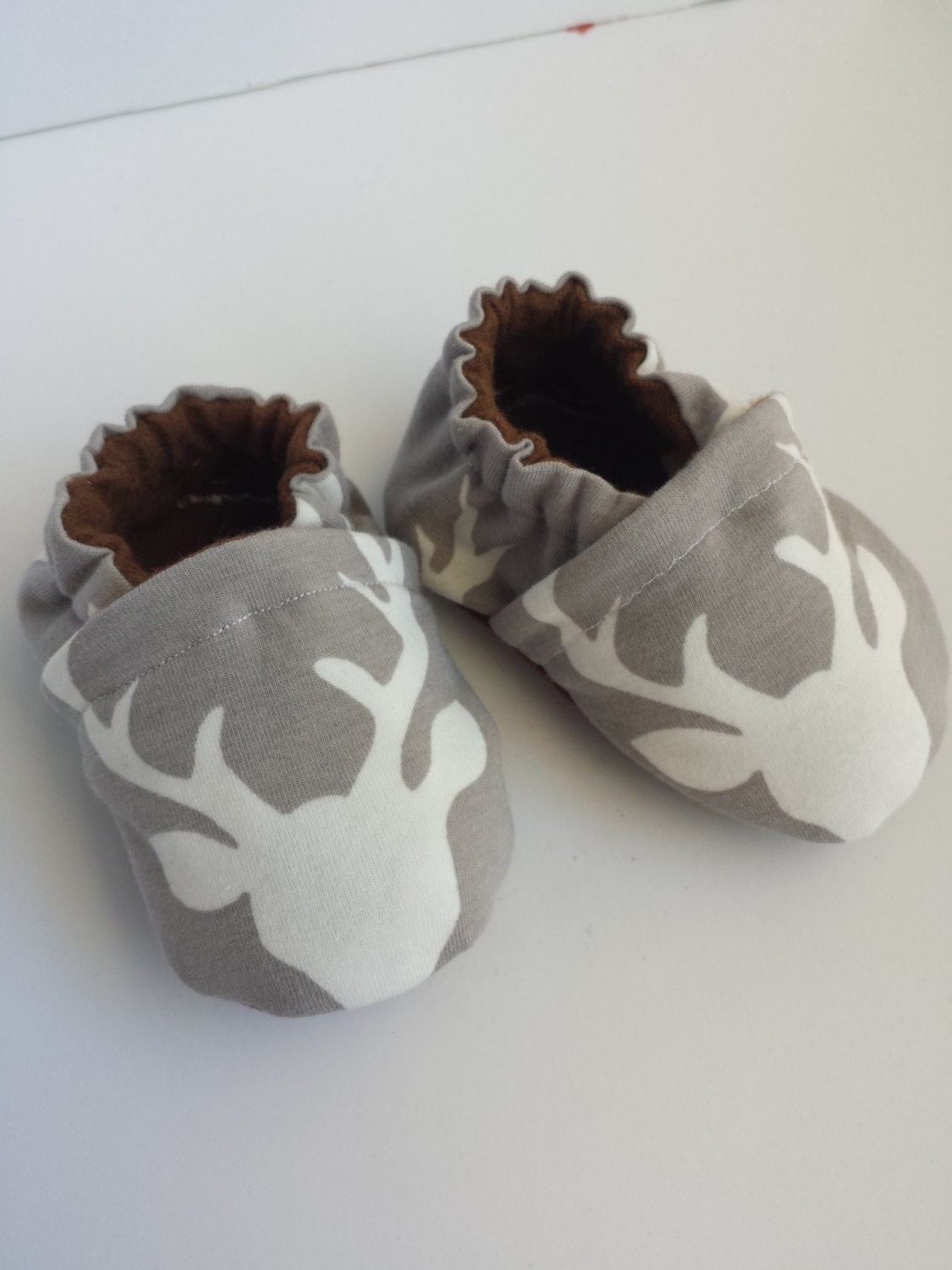 Deer baby shoes deer moccs gray moccasins soft sole shoes