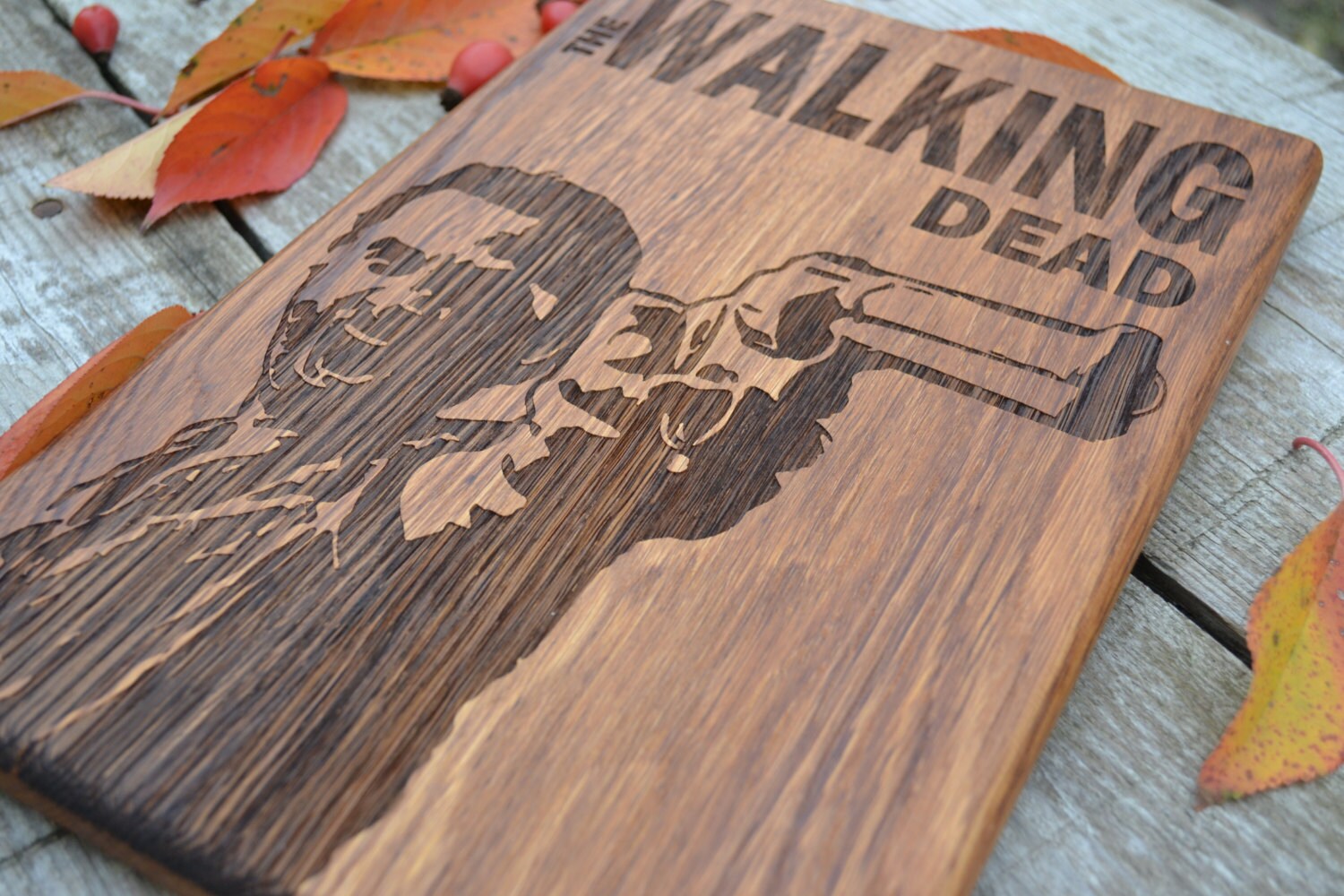 Walking Dead Zombie Cutting Board Wooden Engraving Cutting