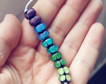 Colour Blend Doughnut Lampwork Beads - Handmade Lampwork Glass Beads - Rainbows Beads - Artisan Glass Beads - Handmade Polka Dot Beads