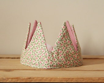 Handmade floral fabric crown. Children's costume. Girls dress up. Birthday crown. Birthday photo prop.