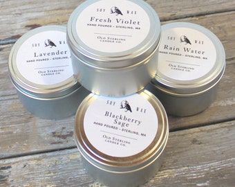 FRESH VIOLET - Soy Candle - 8 oz. Tin - Scented Candle - Old Sterling Candle Co.