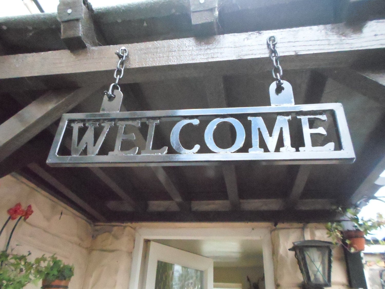 Wrought Iron Forged Steel Custom Made Lettered Hanging Sign