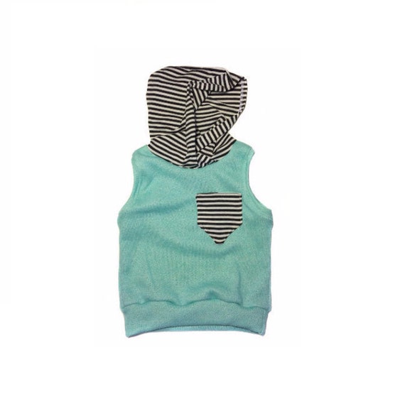 Heathered Mint Sleeveless hoodies baby by FranchiePantsApparel