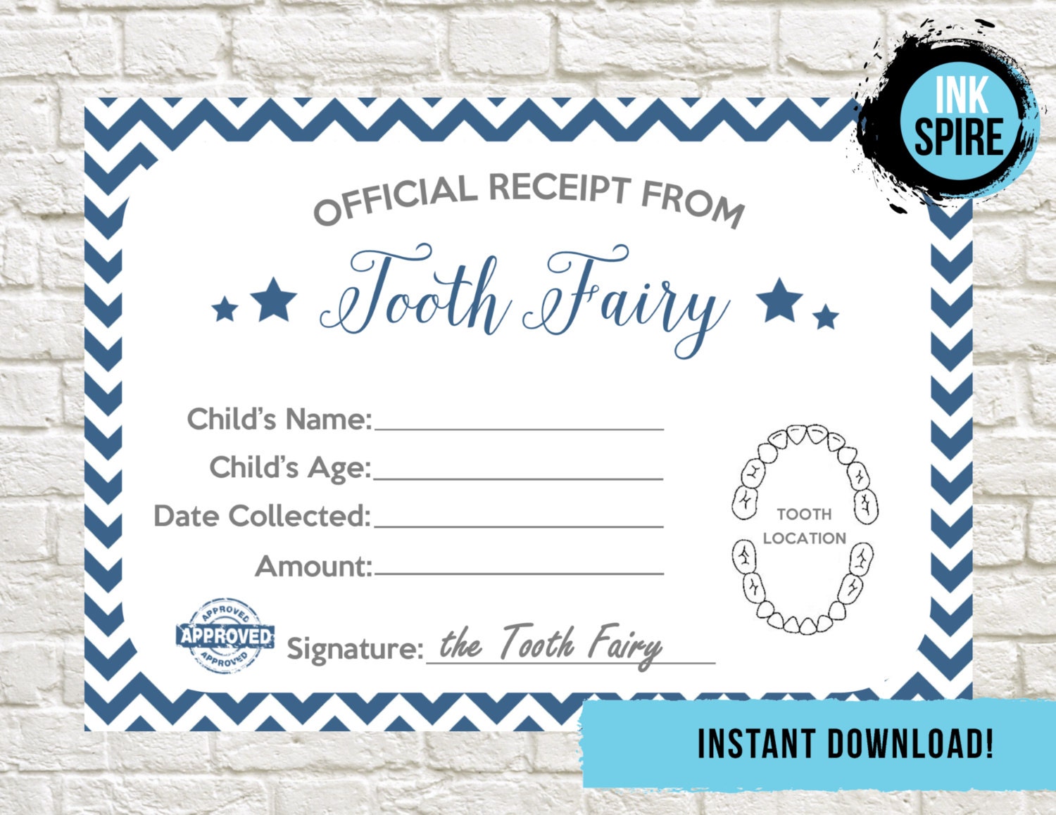 instant download tooth fairy receipt tooth fairy letter