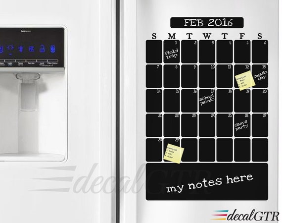 Weekly Refrigerator Calendar : Fridge calendar decal chalkboard Weekly Refrigerator Calendar : Fridge calendar decal chalkboard