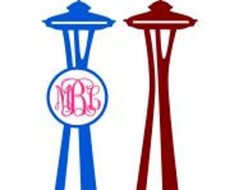 Seattle Space Needle Monogram; SVG, Studio 3, DXF, AI. Ps, and Pdf Cutting Files for Electronic Cutting Machines