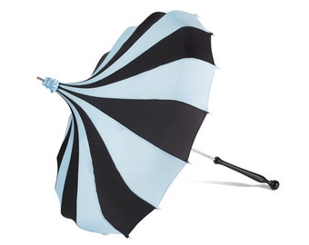 Bella Umbrella Pagoda Umbrella - Black & French Blue Waterproof Parasol