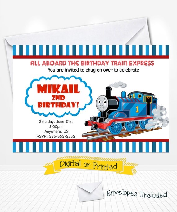 Thomas the Tank Engine Birthday Invitations Printed by Andabloshop