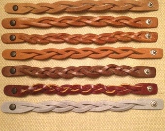 Leather braided bracelets. These unique "magic braid" bracelets are handmade in my shop. They make great gifts for any occasion.