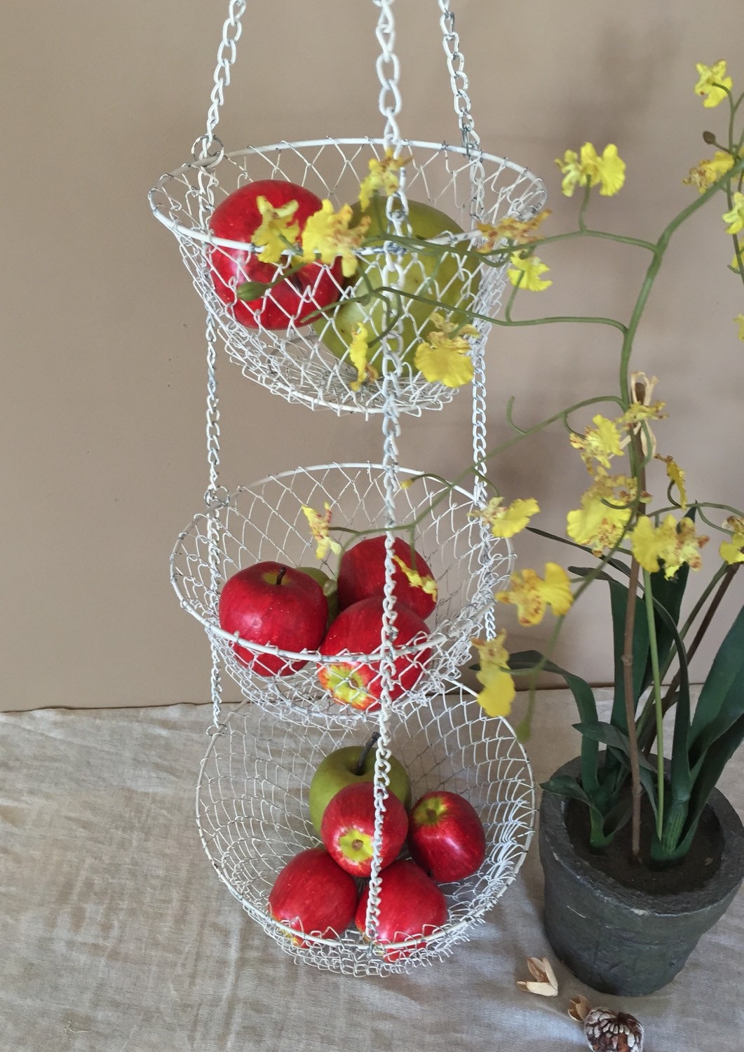Vintage Three Tier Hanging Baskets / Vintage Hanging Baskets