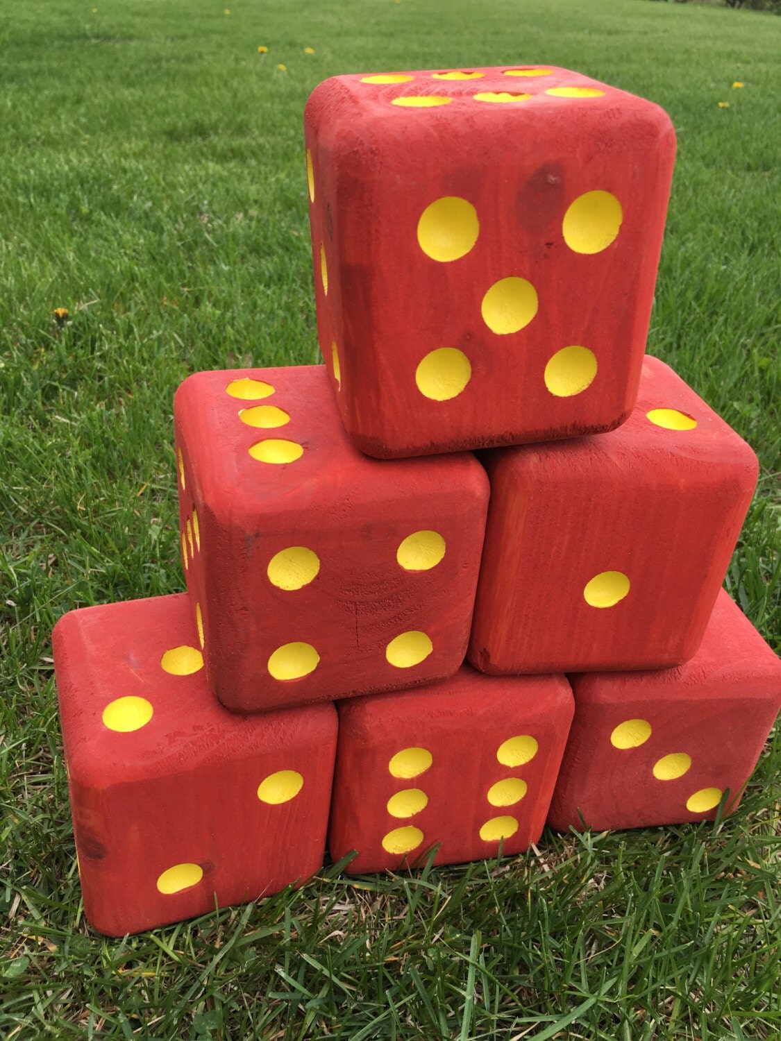 Six handmade wooden dice Giant Yard Dice Outdoor YardZee