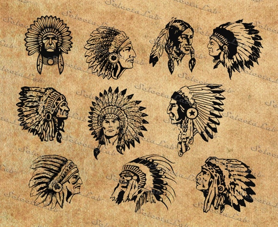 Download Digital SVG PNG native american indian headdress head