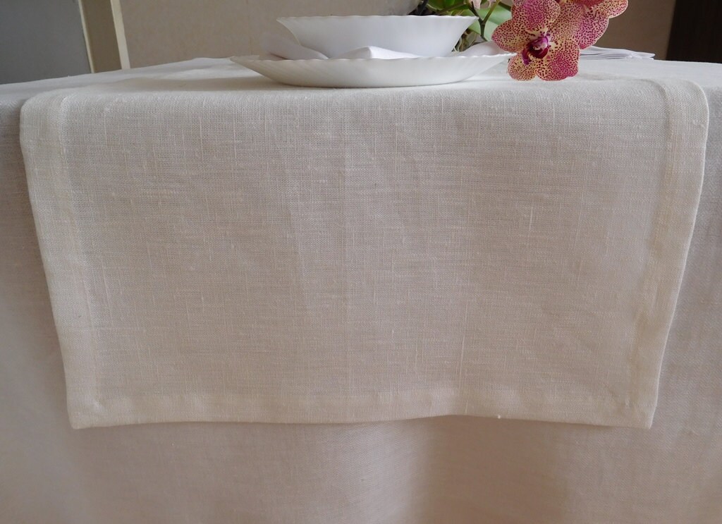 Linen TABLE RUNNER White Table Decor 45 cm x 140 cm 18x