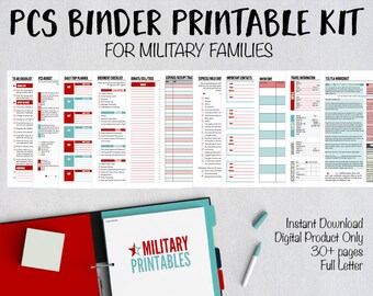 PCS Binder Printable, Military Move Planning Kit, PCS Binder and Checklist, Moving Binder Organizer, Military Family Planner Organizer
