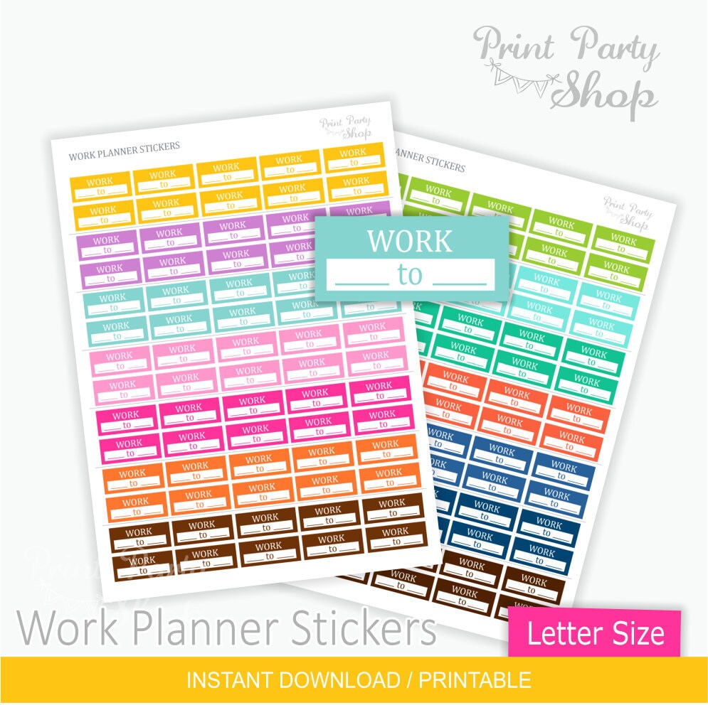 Work Planner Stickers Printable / Digital File / Instant