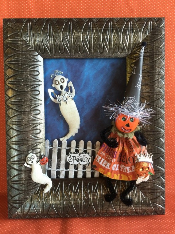 Halloween Pumpkin Picture Frame Decoration. Halloween Decor.