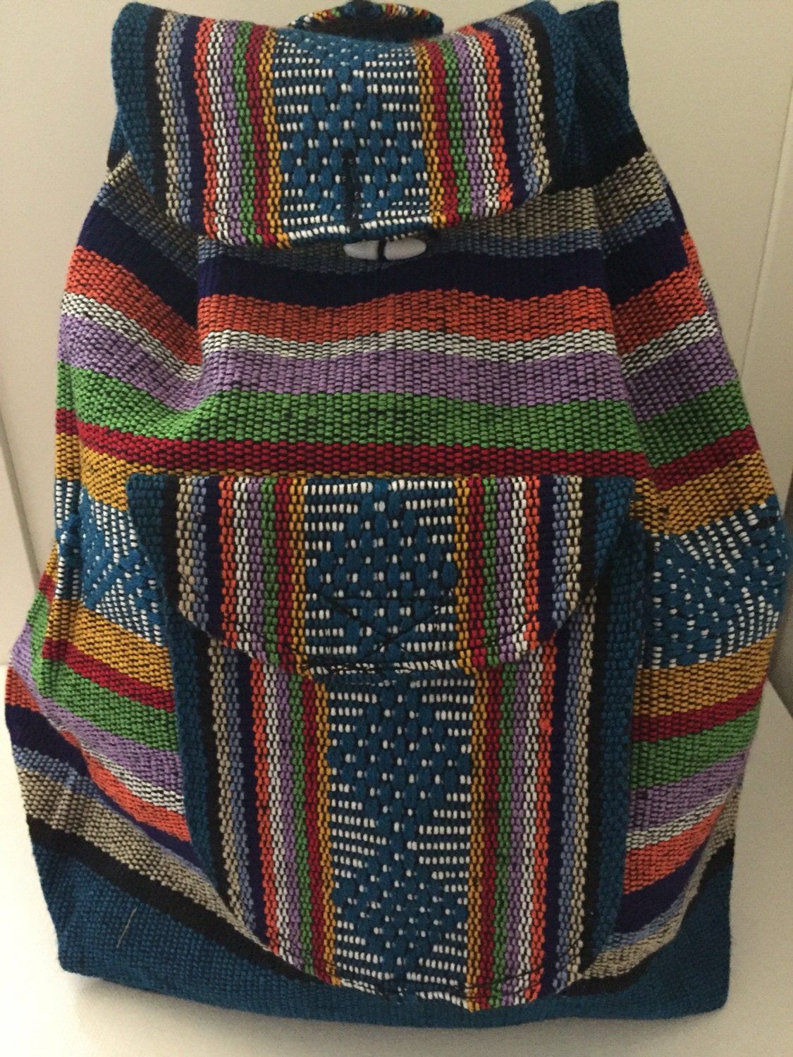 Artisanal woven mexican backpack