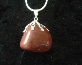 Red Jasper Beach Stone Pendant. Made in Ireland.