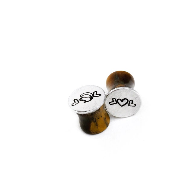 Ear Gauges Custom hand stamped aluminum 00g plugs choose