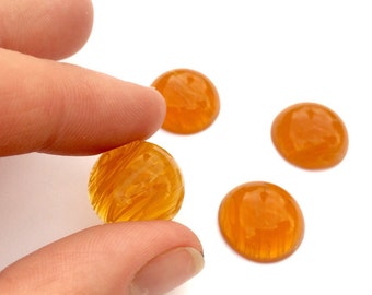 Round Swirled Orange 18mm Cabochons (Qty 6) topaz stones vintage glass cabochons