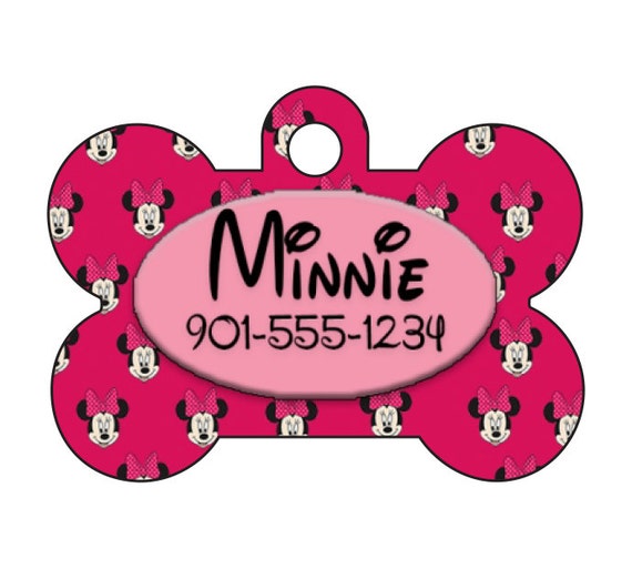 Disney Minnie Mouse Pet Id Dog Tag Personalized w/ Your