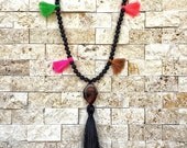 Tassel Necklace, Womens Necklace, Lava Necklace, Necklace For Women, Gift For Her, Gemstone Necklace, Boho Necklace, Beaded Necklace, Agate Tassel Necklace, Womens Necklace, Lava Necklace, Necklace For Women, Gift For Her, Gemstone Necklace, Boho Necklace, Beaded Necklace, Agate