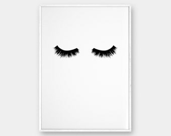 Lashes Wall Art, Printable Poster, Scandinavian Poster, Affiche Scandinave, Modern Decor, Beauty Prints, Bedroom Poster, 50x70cm A3 18x24"