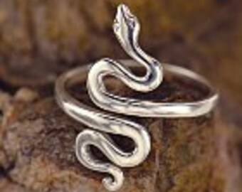 Silver Adjustable Snake Ring, One size. Wearable Art. Silver Snake Ring. 040