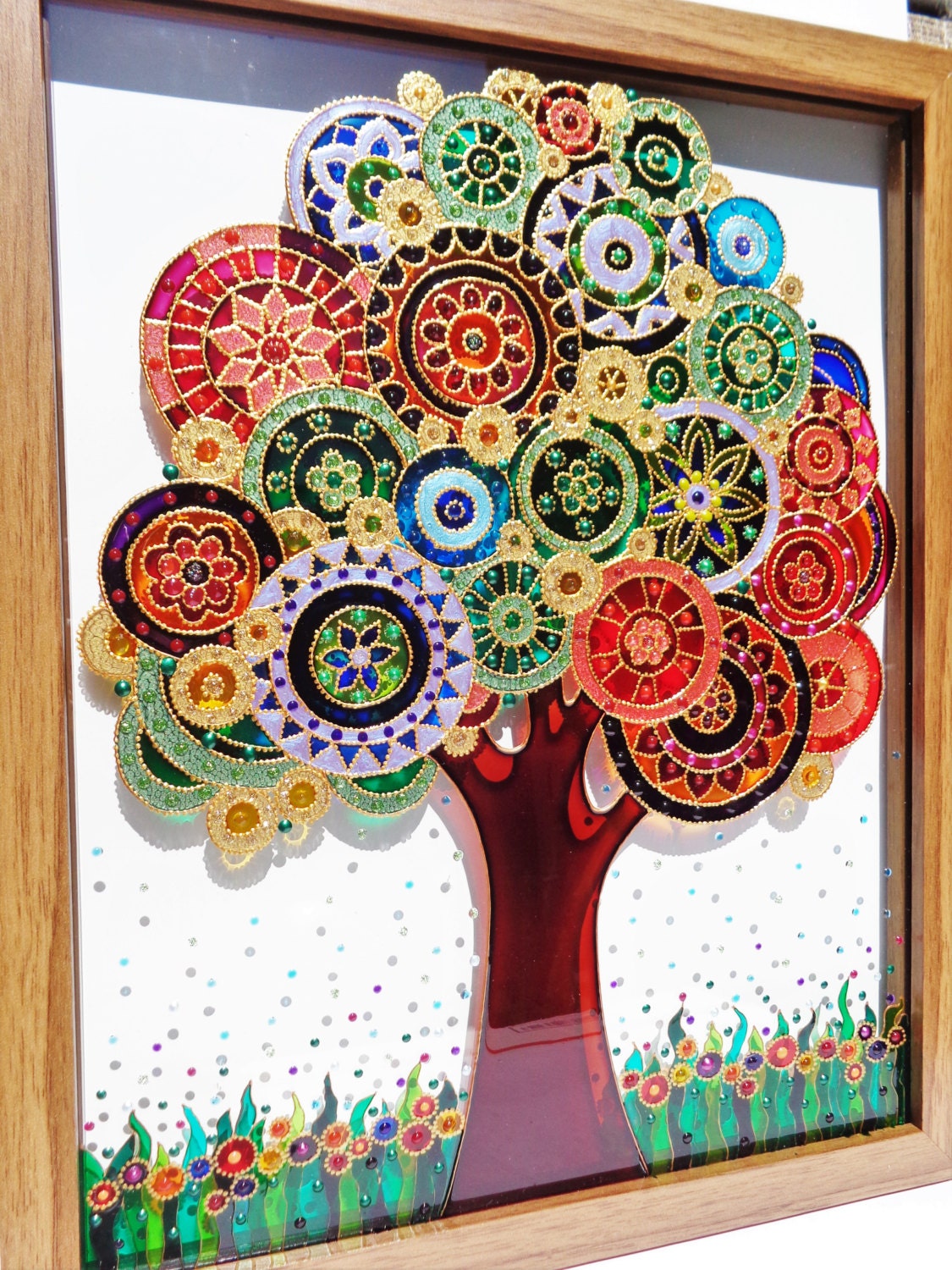 Tree art 12x15 Tree of life Glass painting Glass