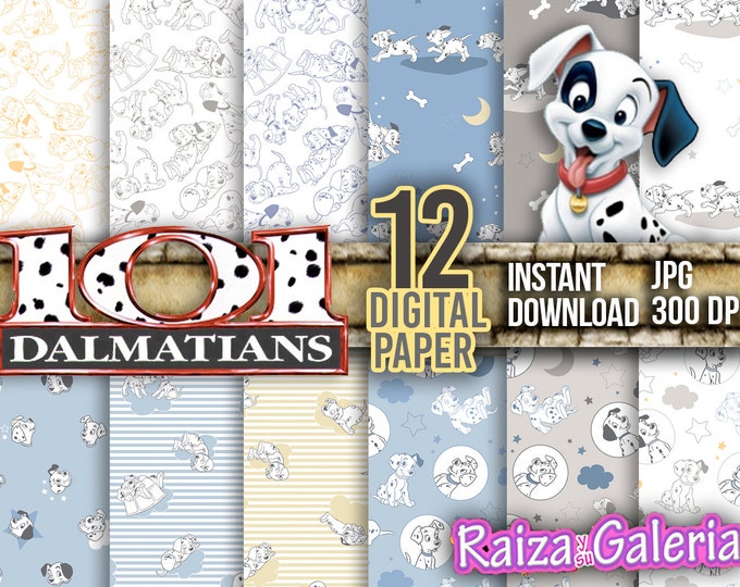 AWESOME Disney 101 Dalmatains Digital Paper. Instant Download - Scrapbooking - 101 Dalmatains Cute Printable Paper Craft!