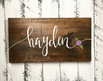 Custom Name Sign - with flower