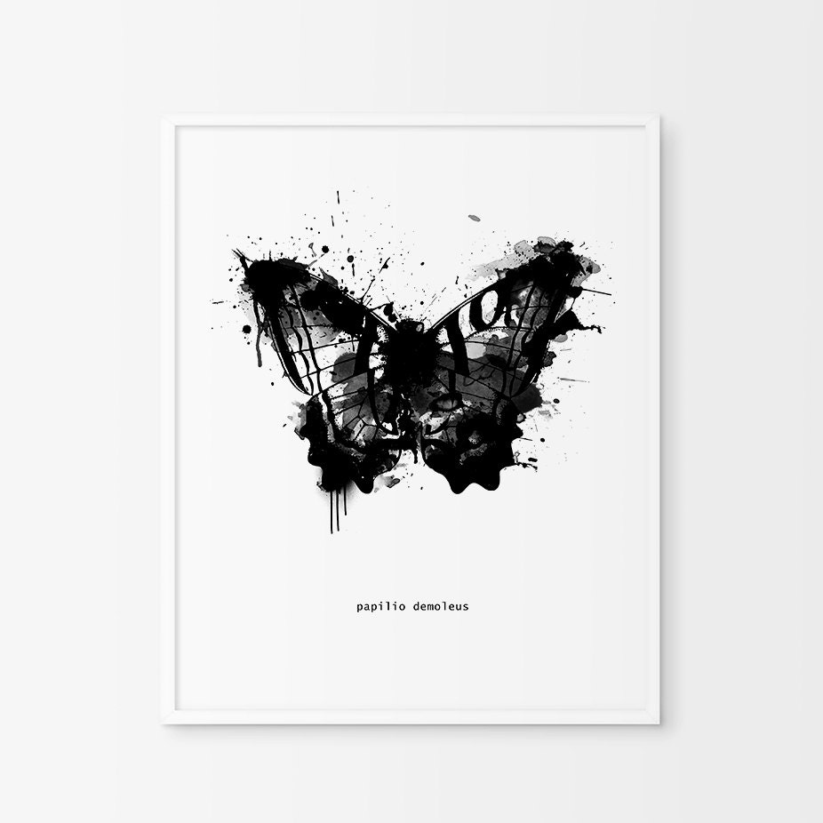 Black and White Abstract Butterfly Wall Art by ChicScandinavian