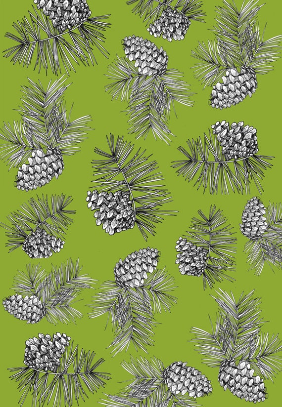 Pine Cone Wrapping Paper by Corvidaedrawings on Etsy